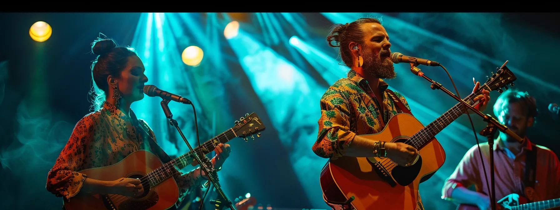 a dynamic photo capturing perry and suzette price on stage, exuding passion and talent as they perform their influential music to a captivated audience.